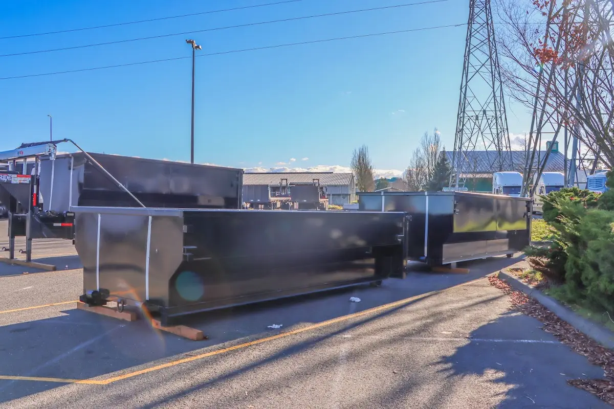 Roll-off dumpster ready for waste disposal at job site for Commercial Dumpster Rental in Westborough